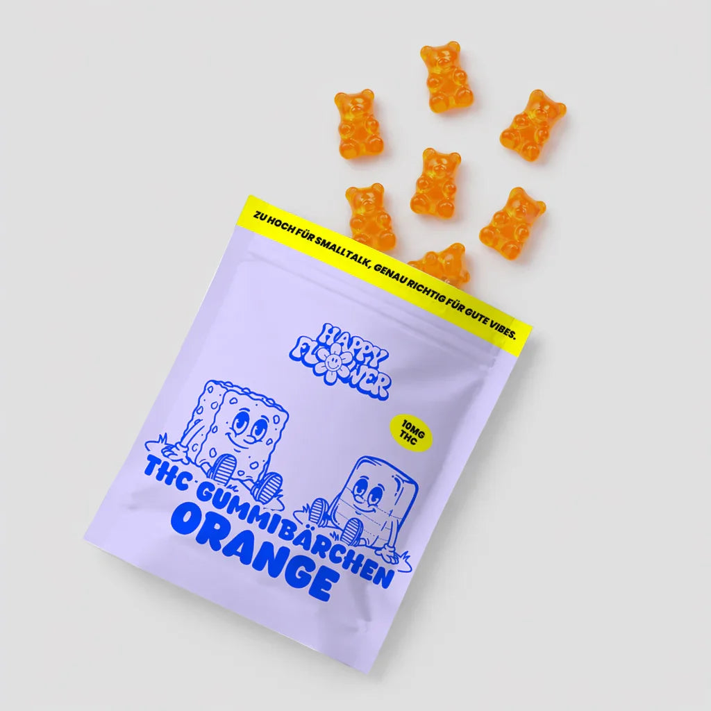 THC Gummibärchen mit 15mg THC in Happyflower Baggy 